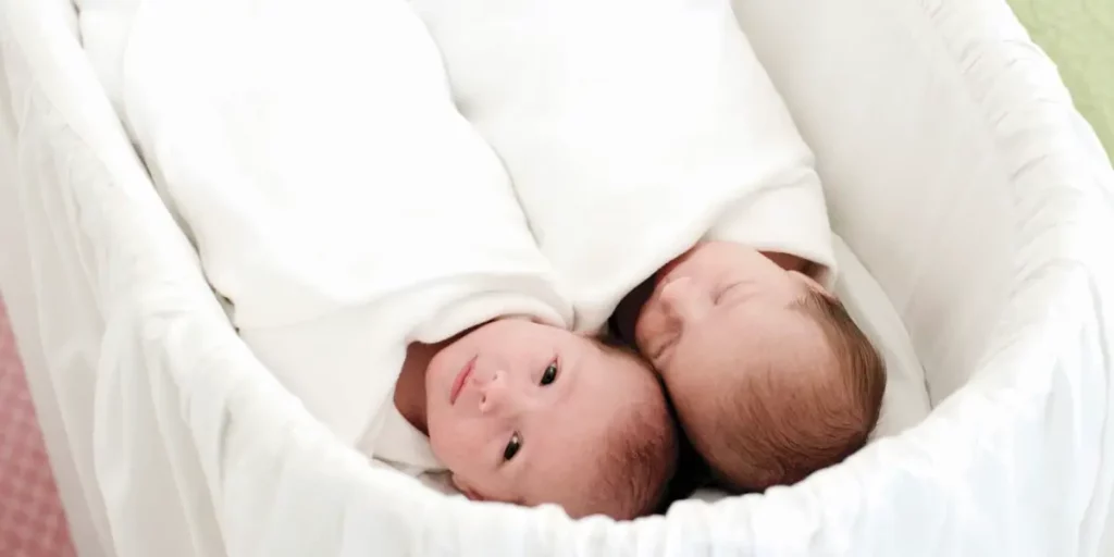 twin babies sleeping in crib
