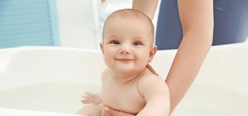 baby on a bathtub