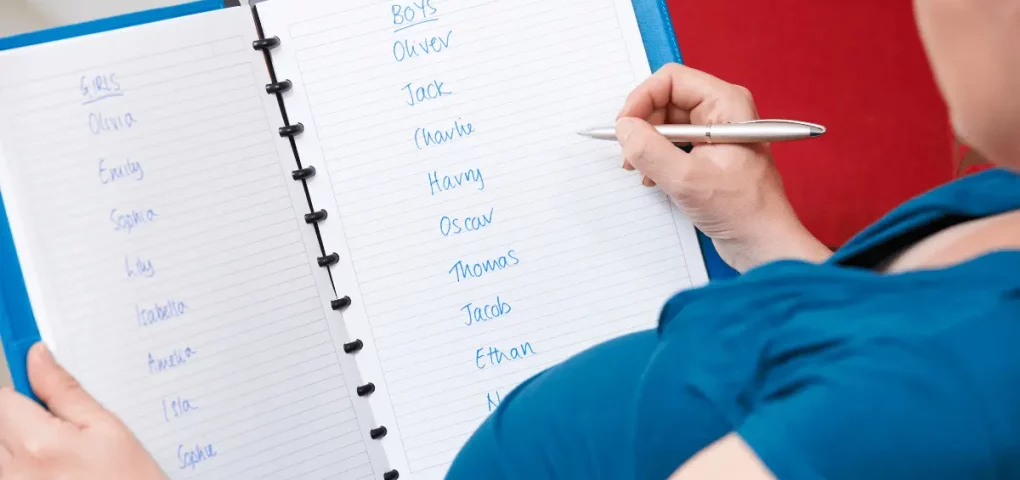 mom preparing a list of baby names